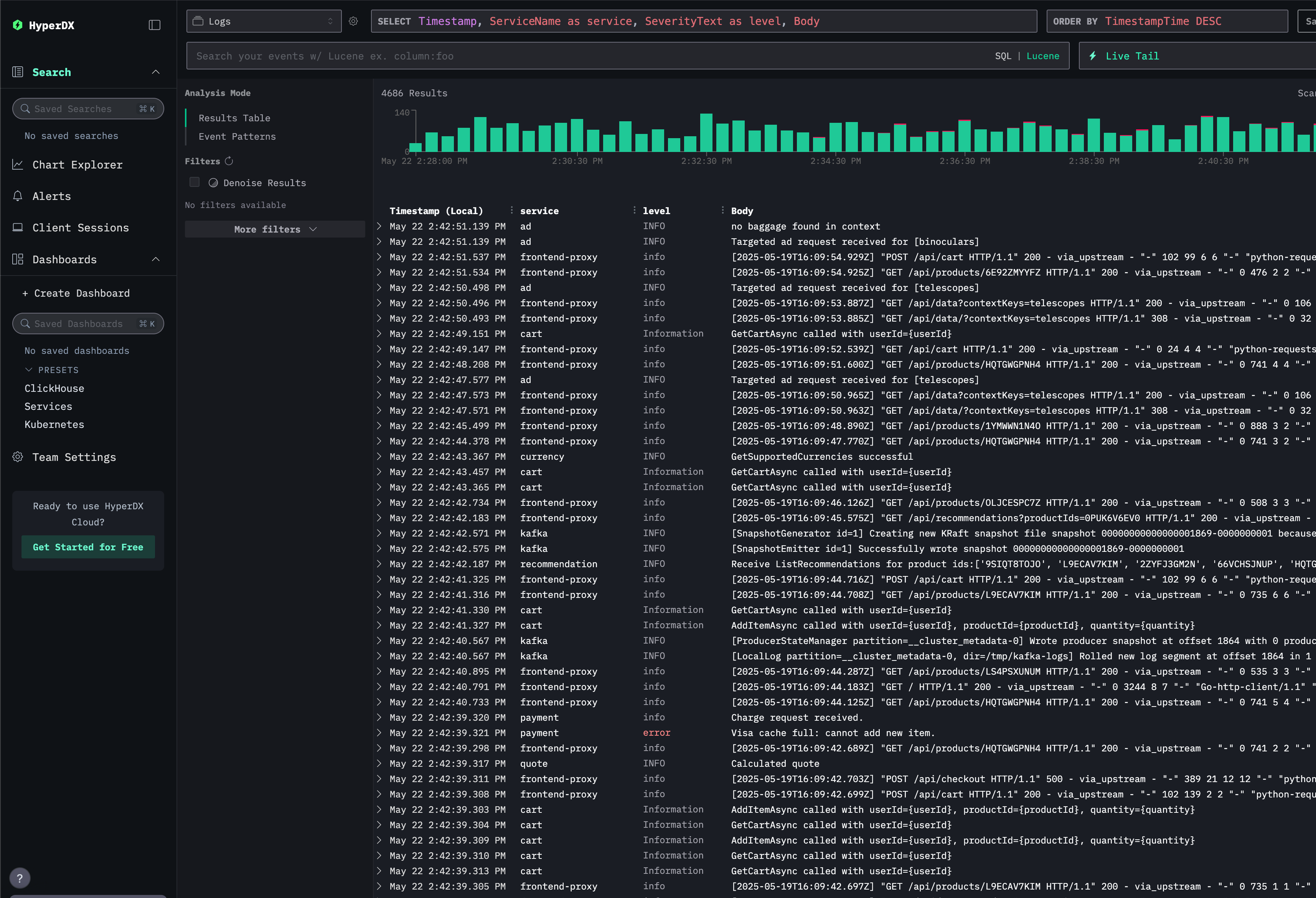 HyperDX 검색